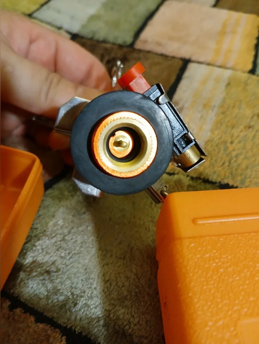 Compact Orange Camping Stove - Portable Play Accessory